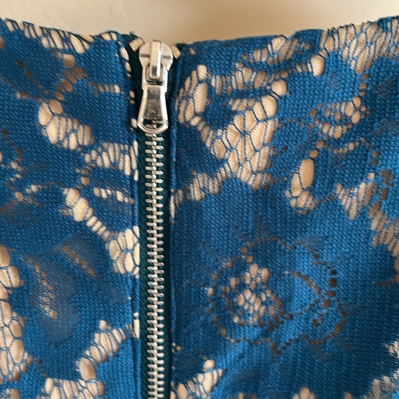 Danny and Nicole Teal Lace Fit and Flare Midi Dress - Picture 8 of 11